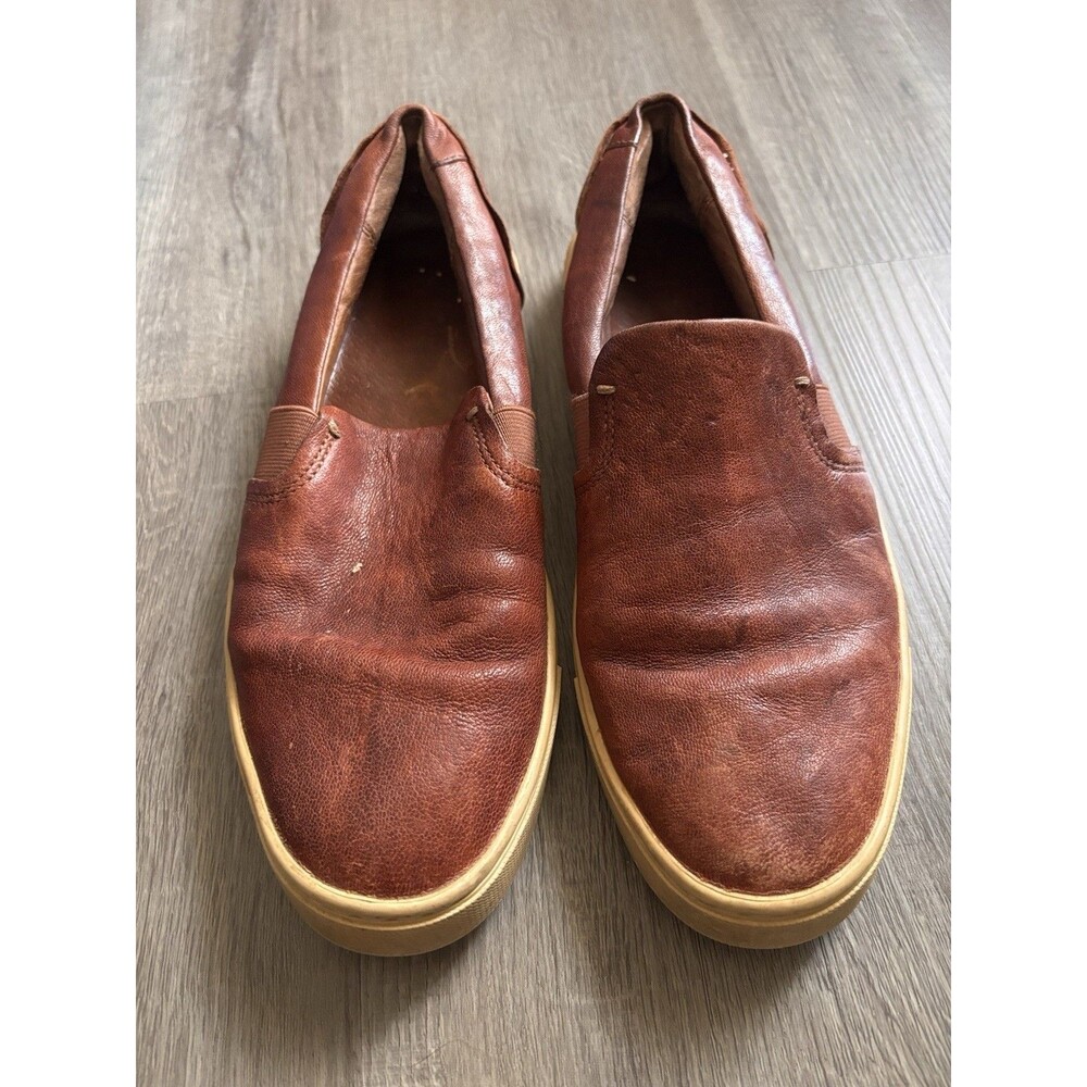 Frye Women’s Ivy Leather Slip On Sneakers in Cognac Brown Size 7